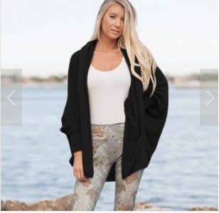 Damen Oversized Strickponcho mit strukturiertem Design und fransen Details Drune