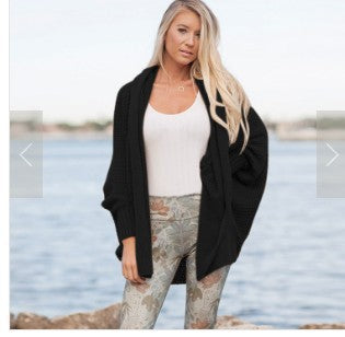 Damen Grobstrick Bolerojacke mit asymmetrischem Schnitt und weiten Ärmeln Drune