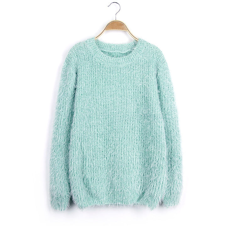 Damen Flauschiger Pullover mit strukturiertem Design und Rundhalsausschnitt Drune