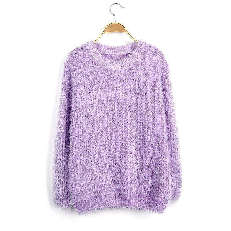 Damen Flauschiger Pullover mit strukturiertem Design und Rundhalsausschnitt Drune