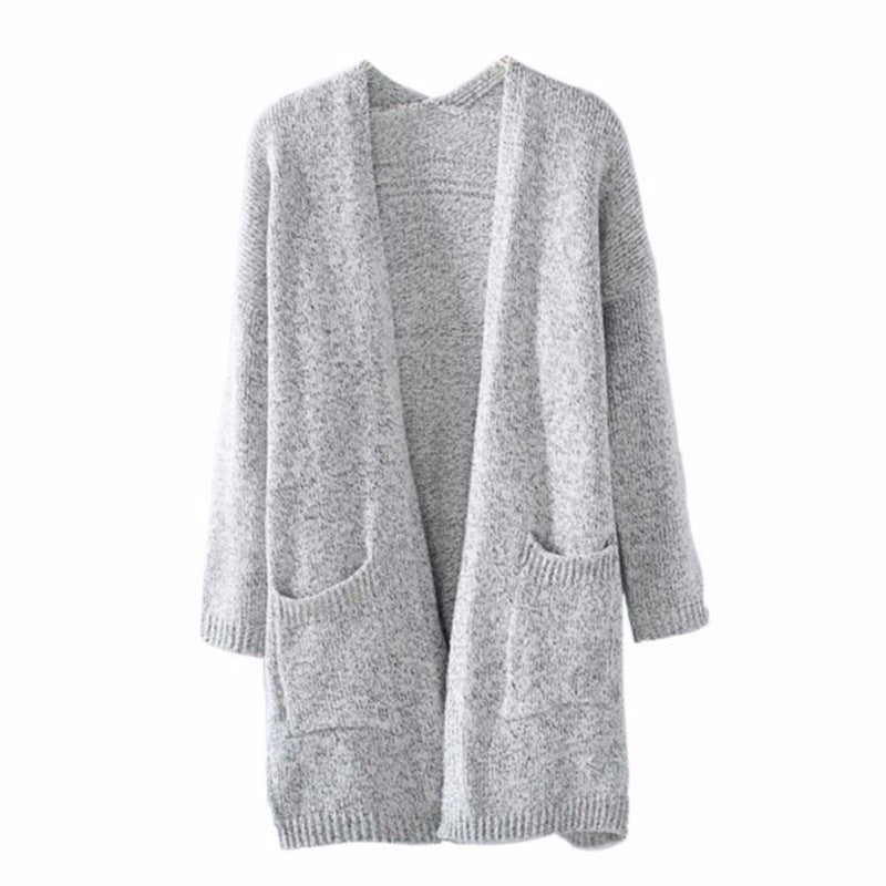 Damen Grobstrick Cardigan mit offenen Taschen und lässiger Silhouette Drune