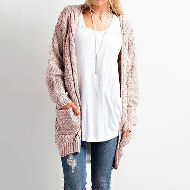 Damen Grobstrick Cardigan mit lässigem Schnitt und großen Taschen Drune