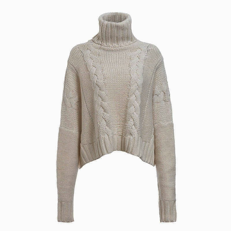Damen Grobstrickpullover mit hochabschließendem Rollkragen und lässigem Schnitt Drune