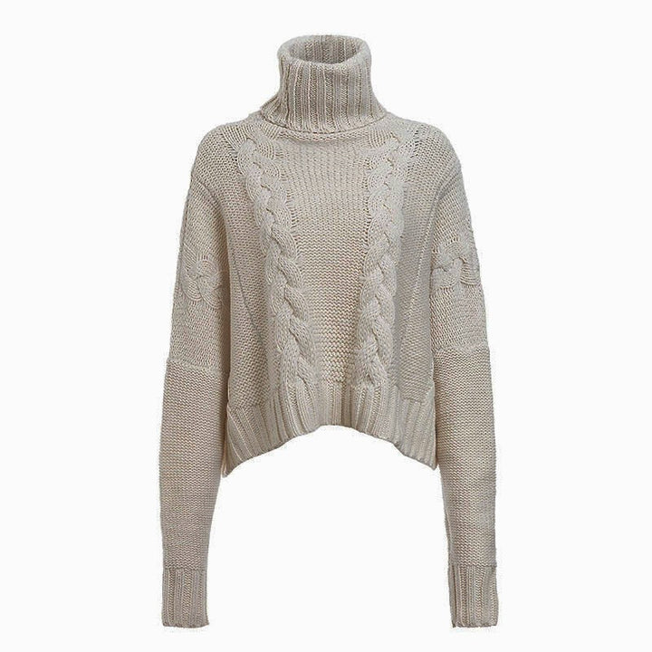 Damen Grobstrickpullover mit hochabschließendem Rollkragen und lässigem Schnitt Drune