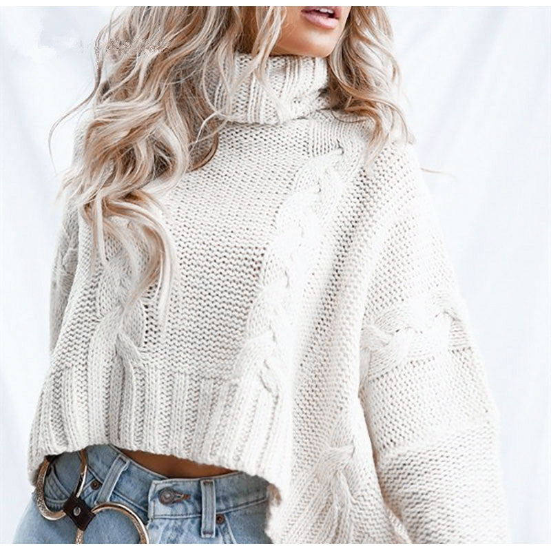 Damen Grobstrickpullover mit hochabschließendem Rollkragen und lässigem Schnitt Drune