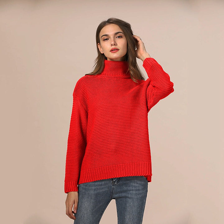 Damen Grobstrickpullover mit hochabschließendem Rollkragen und lässiger Passform Drune