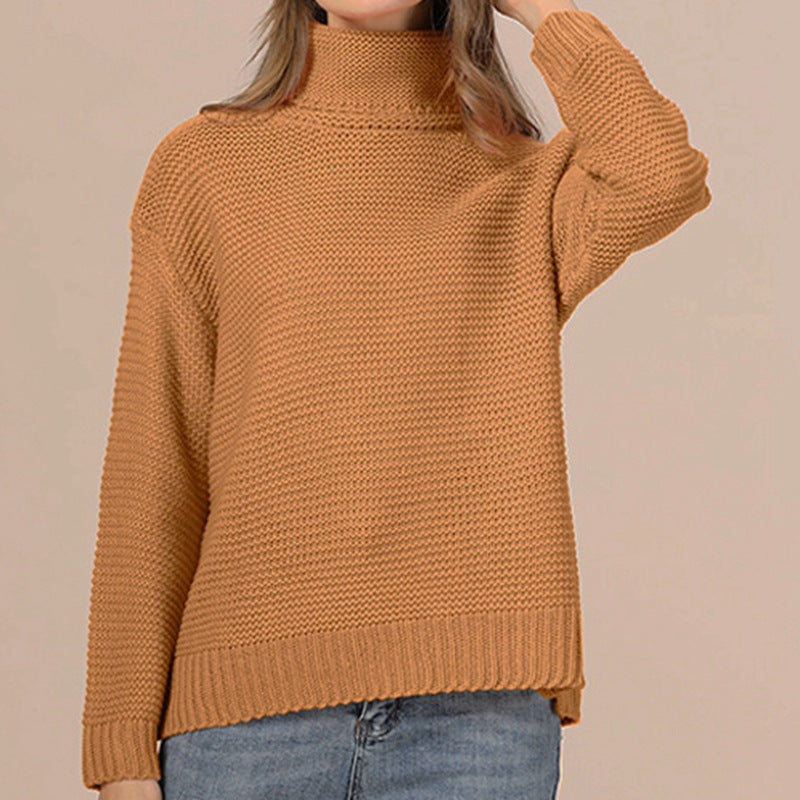 Damen Grobstrickpullover mit hochabschließendem Rollkragen und lässiger Passform Drune