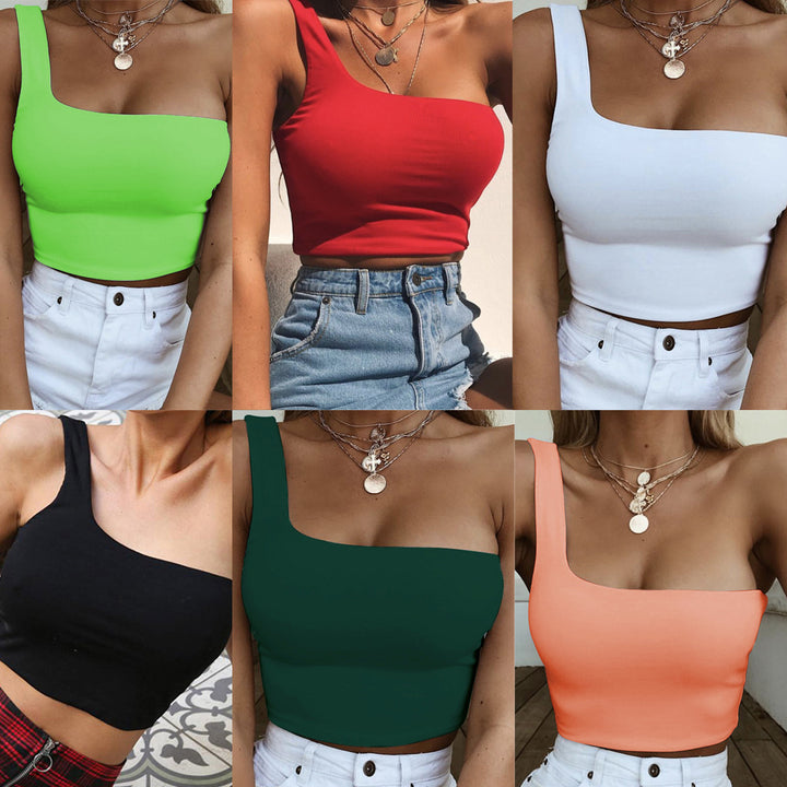 Damen Asymmetrisches Crop Top mit breitem Träger Drune