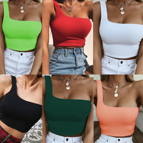 Damen Asymmetrisches Crop Top mit breitem Träger Drune