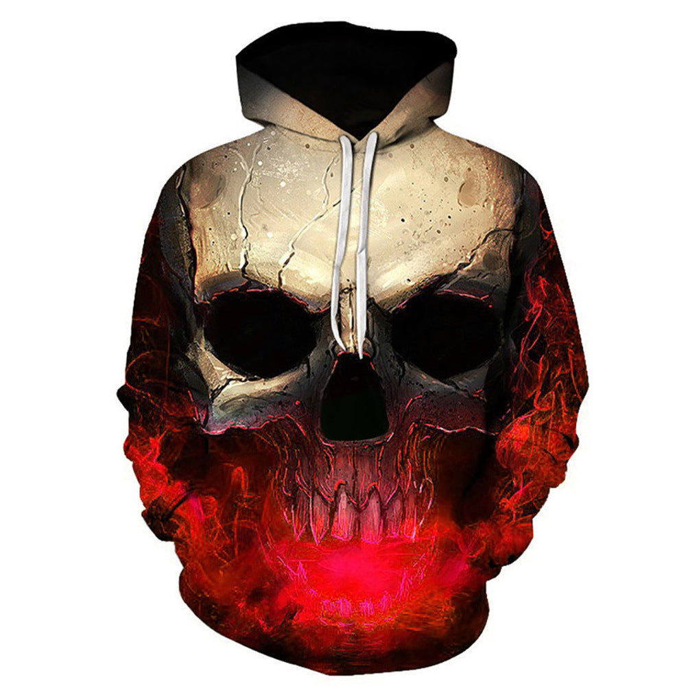 Unisex Kapuzenpullover mit 3D-Schädelprint und Rauch-Effekt Drune