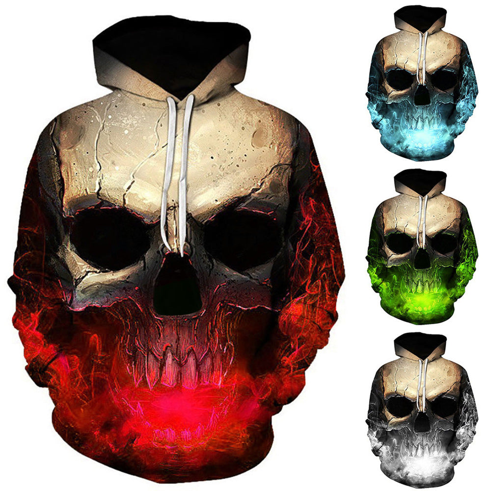 Unisex Kapuzenpullover mit 3D-Schädelprint und Rauch-Effekt Drune