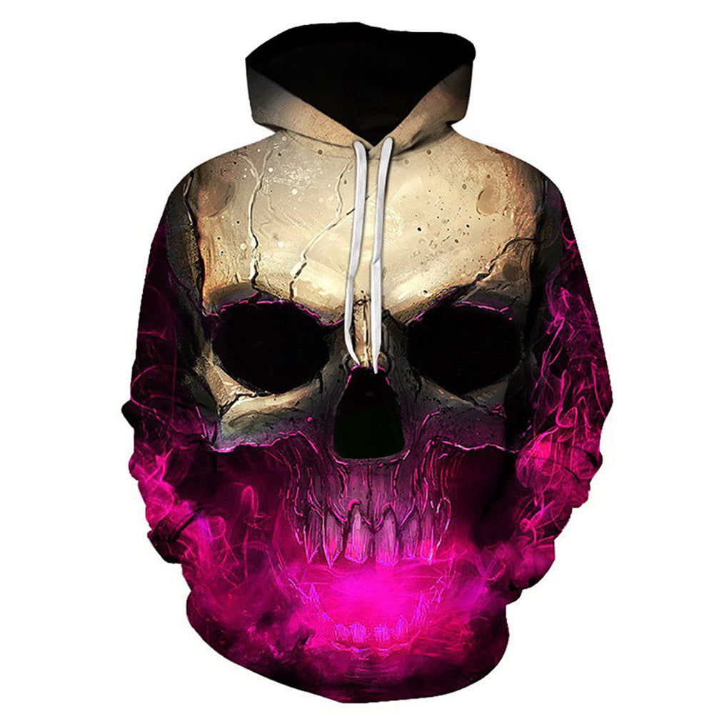 Unisex Kapuzenpullover mit 3D-Schädelprint und Rauch-Effekt Drune