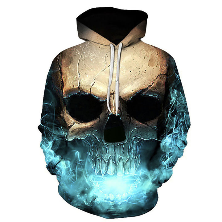 Unisex Kapuzenpullover mit 3D-Schädelprint und Rauch-Effekt Drune