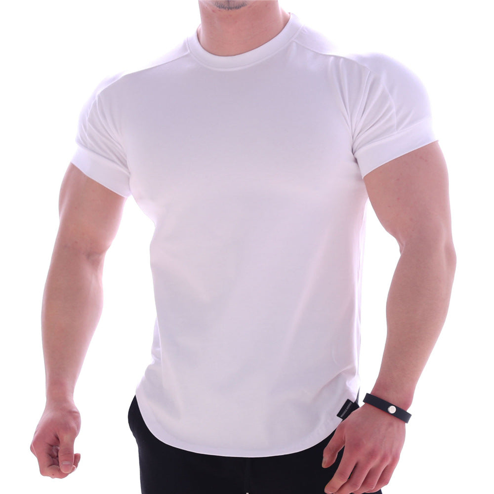 Herren nan körperbetontes Kurzarmshirt aus Baumwoll-Elastan-Mix mit Rundhalsausschnitt und abgerundetem Saum Drune