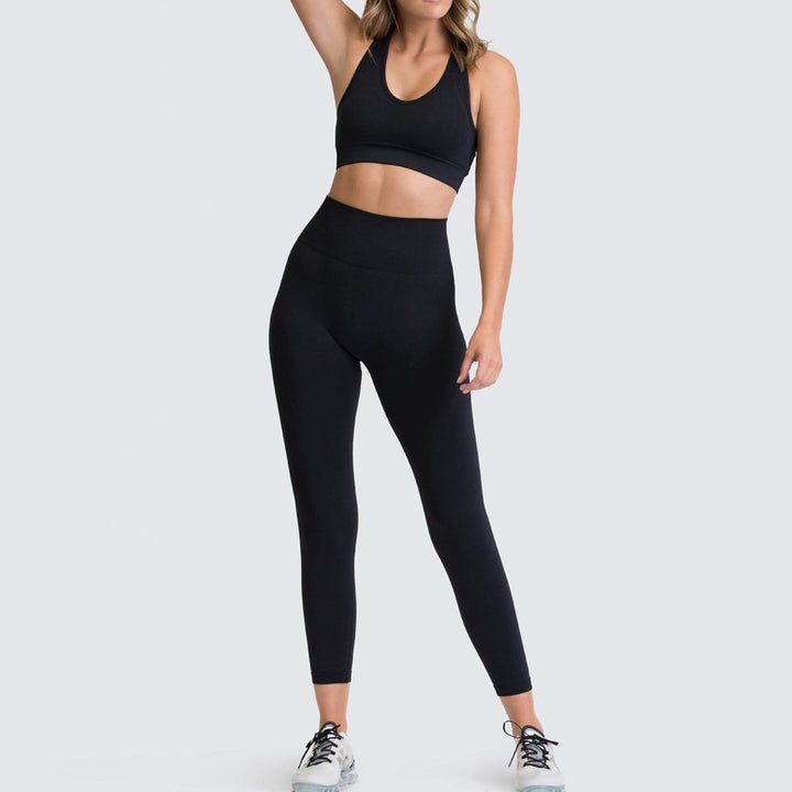Damen Sport-BH und Hochbund-Leggings Set mit atmungsaktiver und figurformender Eigenschaft Drune