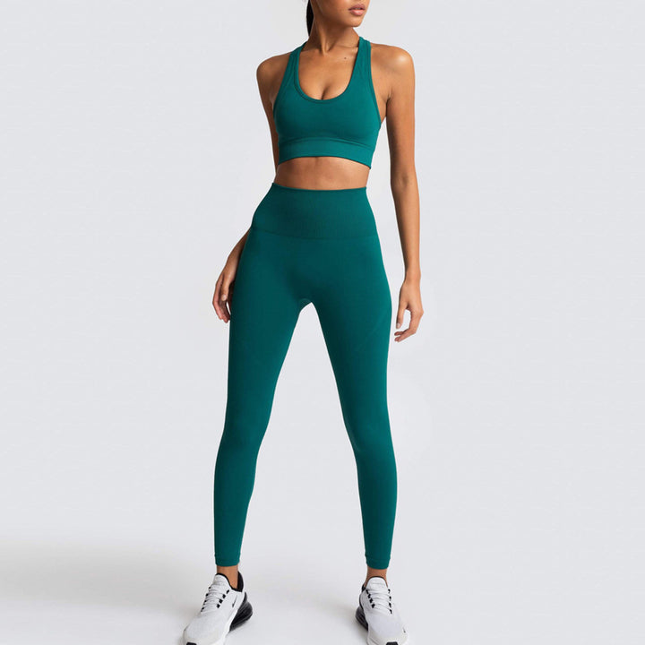 Damen Sport-BH und Hochbund-Leggings Set mit atmungsaktiver und figurformender Eigenschaft Drune