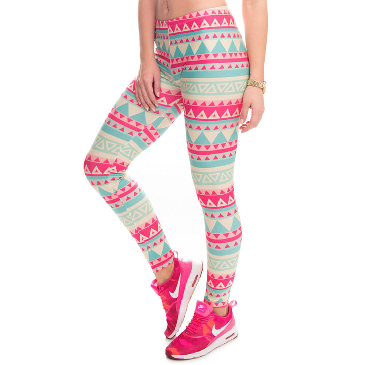 Damen Ethno-Print Leggings mit hohem Bund und elastischem Stretchstoff Drune