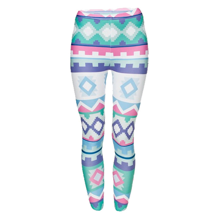 Damen Ethno-Print Leggings mit hohem Bund und elastischem Stretchstoff Drune
