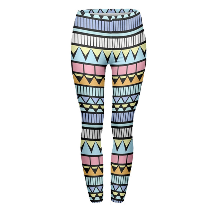 Damen Ethno-Print Leggings mit hohem Bund und elastischem Stretchstoff Drune