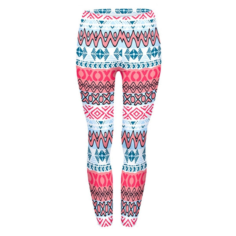 Damen Ethno-Print Leggings mit hohem Bund und elastischem Stretchstoff Drune