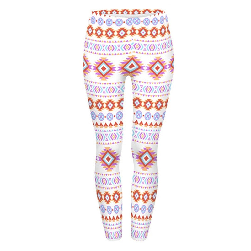Damen Ethno-Print Leggings mit hohem Bund und elastischem Stretchstoff Drune
