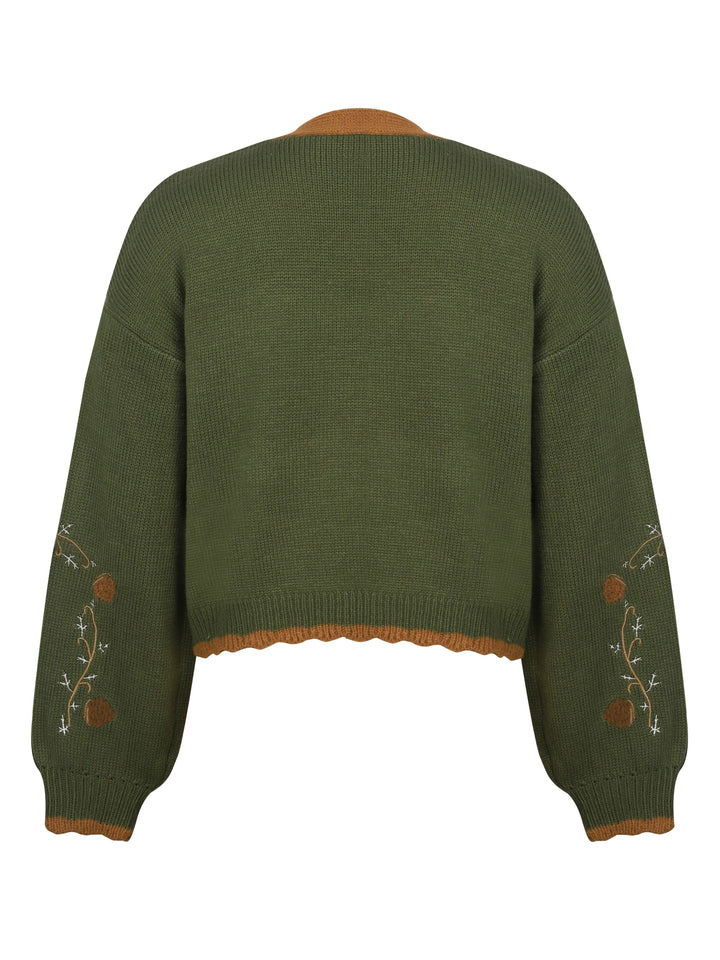 Drune | warmer bestickter Wolle Strickcardigan für Damen - Perfekt für den Alltag