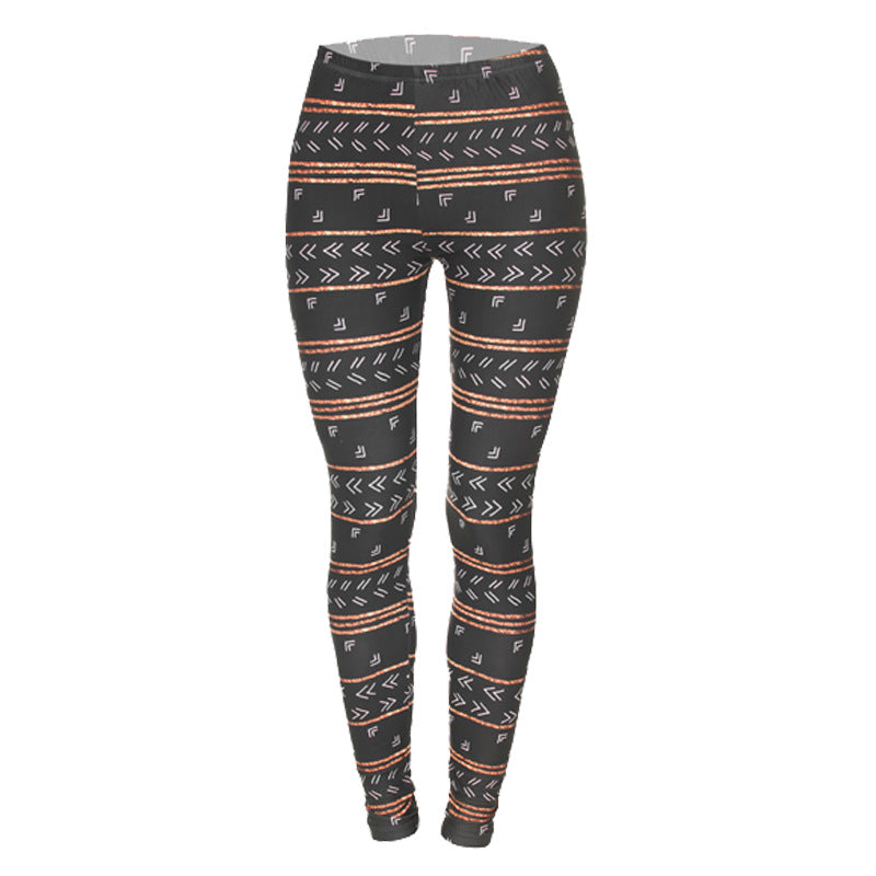 Damen Ethno-Print Leggings mit hohem Bund und elastischem Stretchstoff Drune
