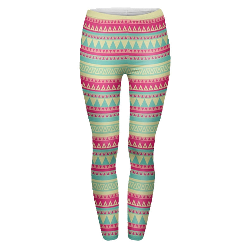 Damen Ethno-Print Leggings mit hohem Bund und elastischem Stretchstoff Drune