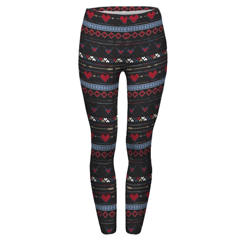 Damen Ethno-Print Leggings mit hohem Bund und elastischem Stretchstoff Drune