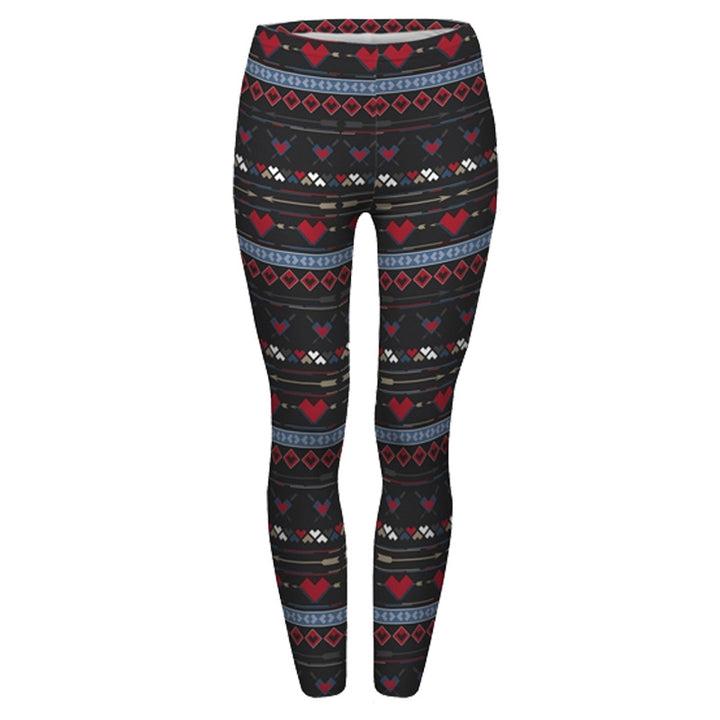 Damen Ethno-Print Leggings mit hohem Bund und elastischem Stretchstoff Drune