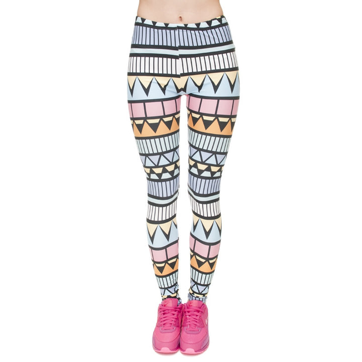 Damen Ethno-Print Leggings mit hohem Bund und elastischem Stretchstoff Drune