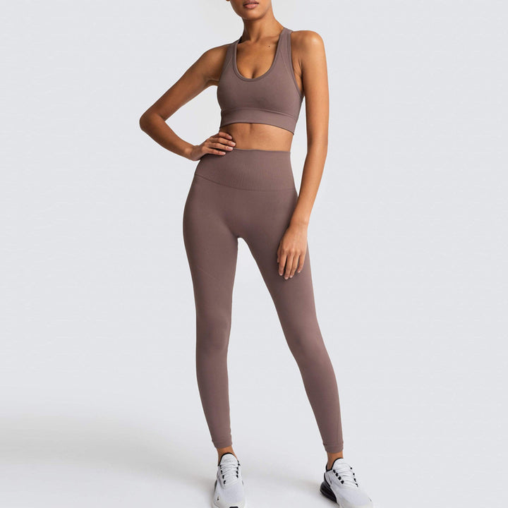 Damen Sport-BH und Hochbund-Leggings Set mit atmungsaktiver und figurformender Eigenschaft Drune