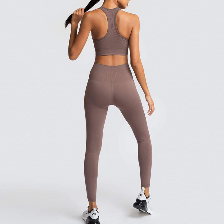 Damen Sport-BH und Hochbund-Leggings Set mit atmungsaktiver und figurformender Eigenschaft Drune
