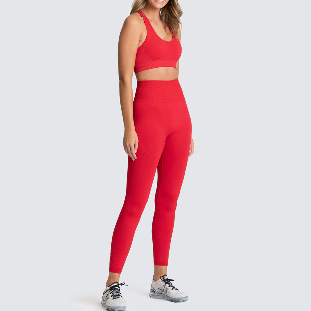 Damen Sport-BH und Hochbund-Leggings Set mit atmungsaktiver und figurformender Eigenschaft Drune