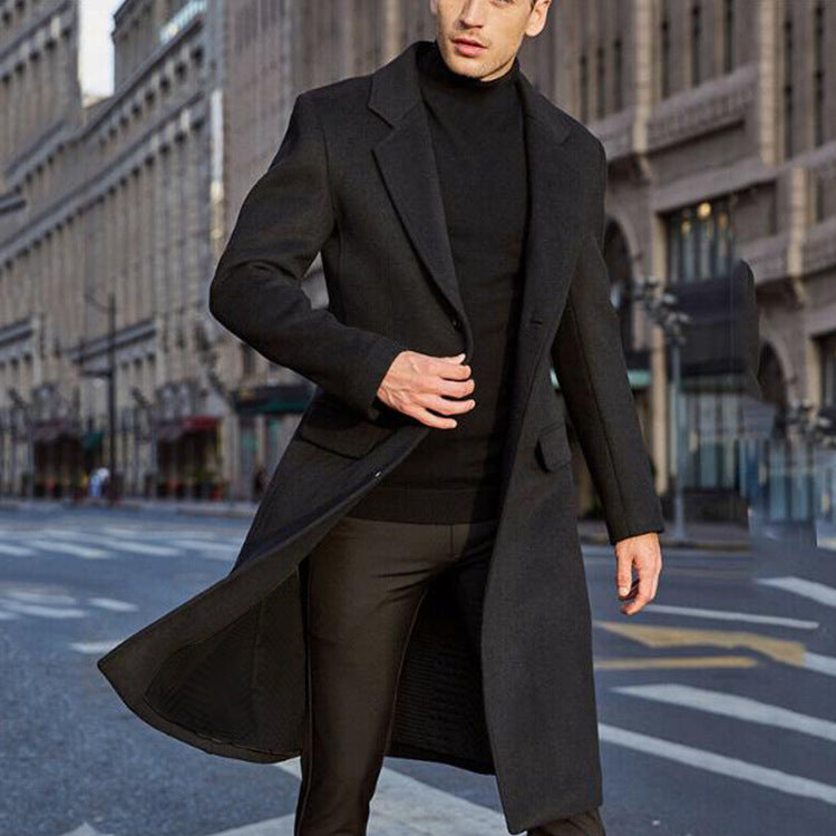 Herren eleganter Langmantel aus hochwertigem Material Drune