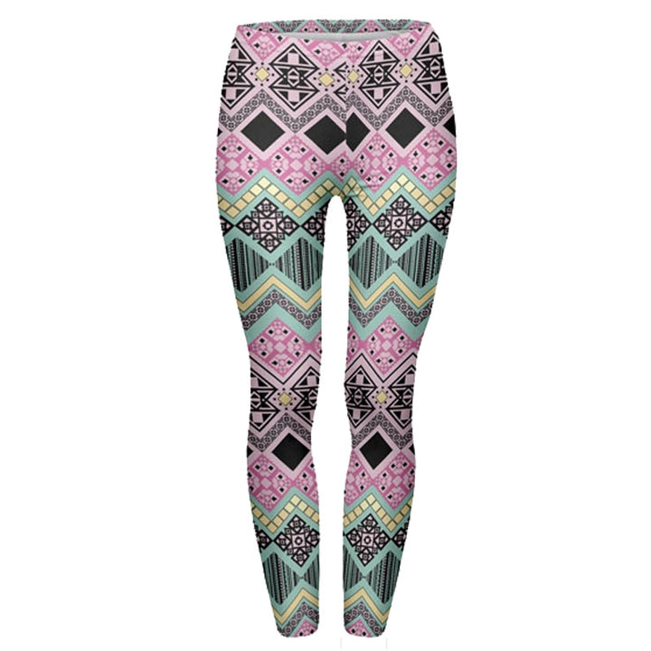 Damen Ethno-Print Leggings mit hohem Bund und elastischem Stretchstoff Drune