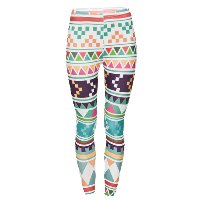 Damen Ethno-Print Leggings mit hohem Bund und elastischem Stretchstoff Drune
