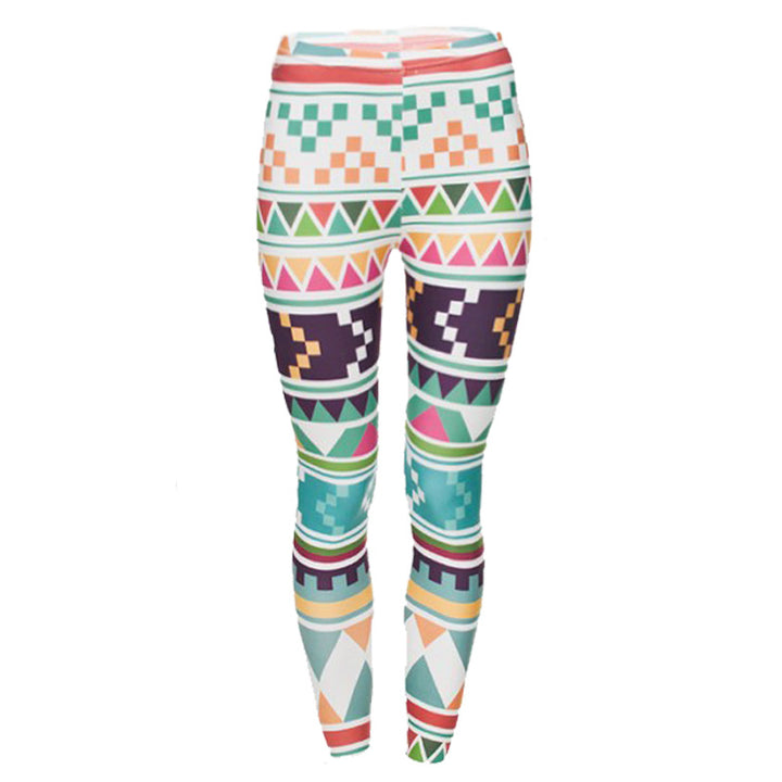 Damen Ethno-Print Leggings mit hohem Bund und elastischem Stretchstoff Drune