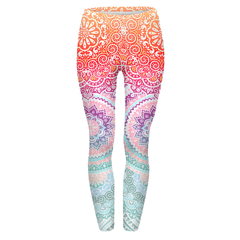 Damen Mandala-Ombre Leggings mit hohem Bund und formendem Stretch Drune