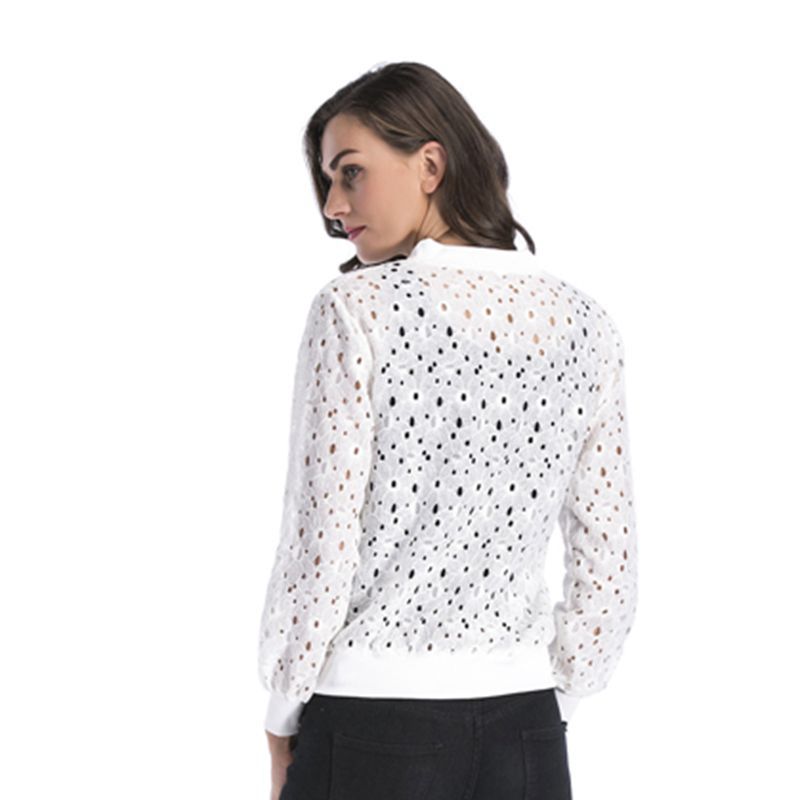 Damen luftige Blousonjacke mit stilvollem Lochmuster Drune