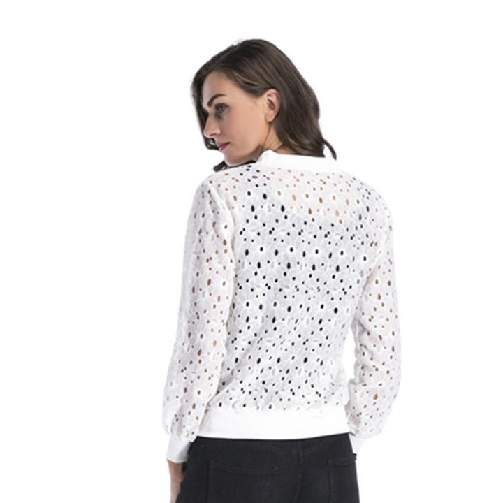 Damen luftige Blousonjacke mit stilvollem Lochmuster Drune