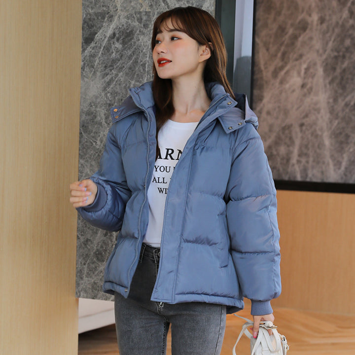 Kurze Damen-Steppjacke, gefüttert, mit Kapuze