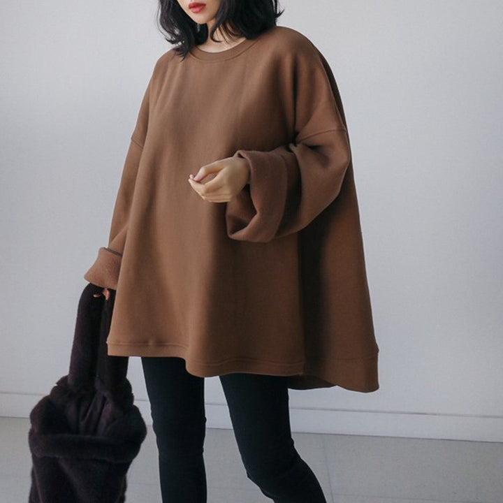 Damen Oversize-Fleece-Sweatshirt mit verlängertem Rückenteil und überschnittenen Schultern Drune