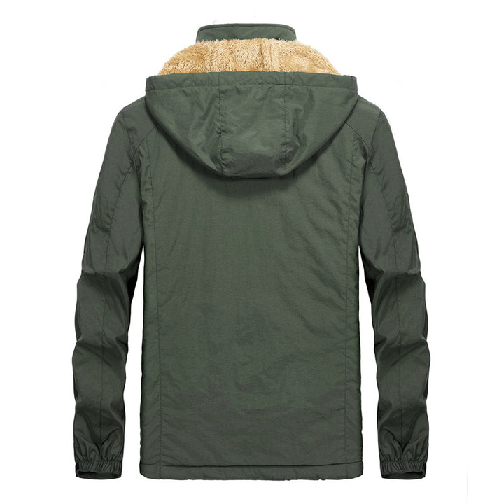 Herren Utility-Kapuzenjacke mit durchgehendem Reißverschluss und warmem Kunstfellfutter Drune