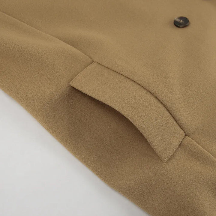 Drune | zweilagiger Kamelfellmantel für Frauen - schicker taillierter Wintermantel
