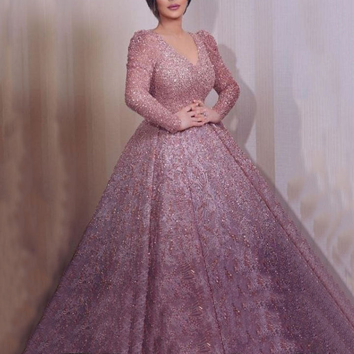 Damen Glamouröses Abendkleid mit funkelnden Applikationen und schwingendem Rock Drune