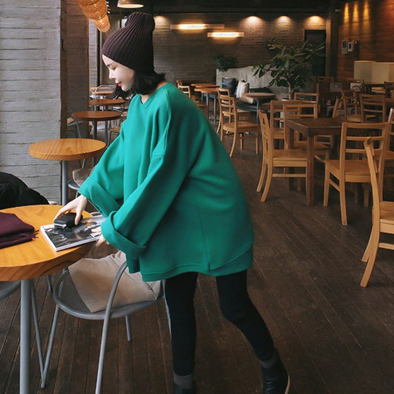 Damen Oversize-Fleece-Sweatshirt mit verlängertem Rückenteil und überschnittenen Schultern Drune