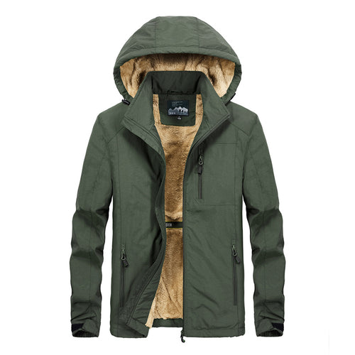 Herren Utility-Kapuzenjacke mit durchgehendem Reißverschluss und warmem Kunstfellfutter Drune