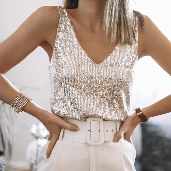 Drune | Glitzerndes Pailletten Top Glamouröser Festtagstil