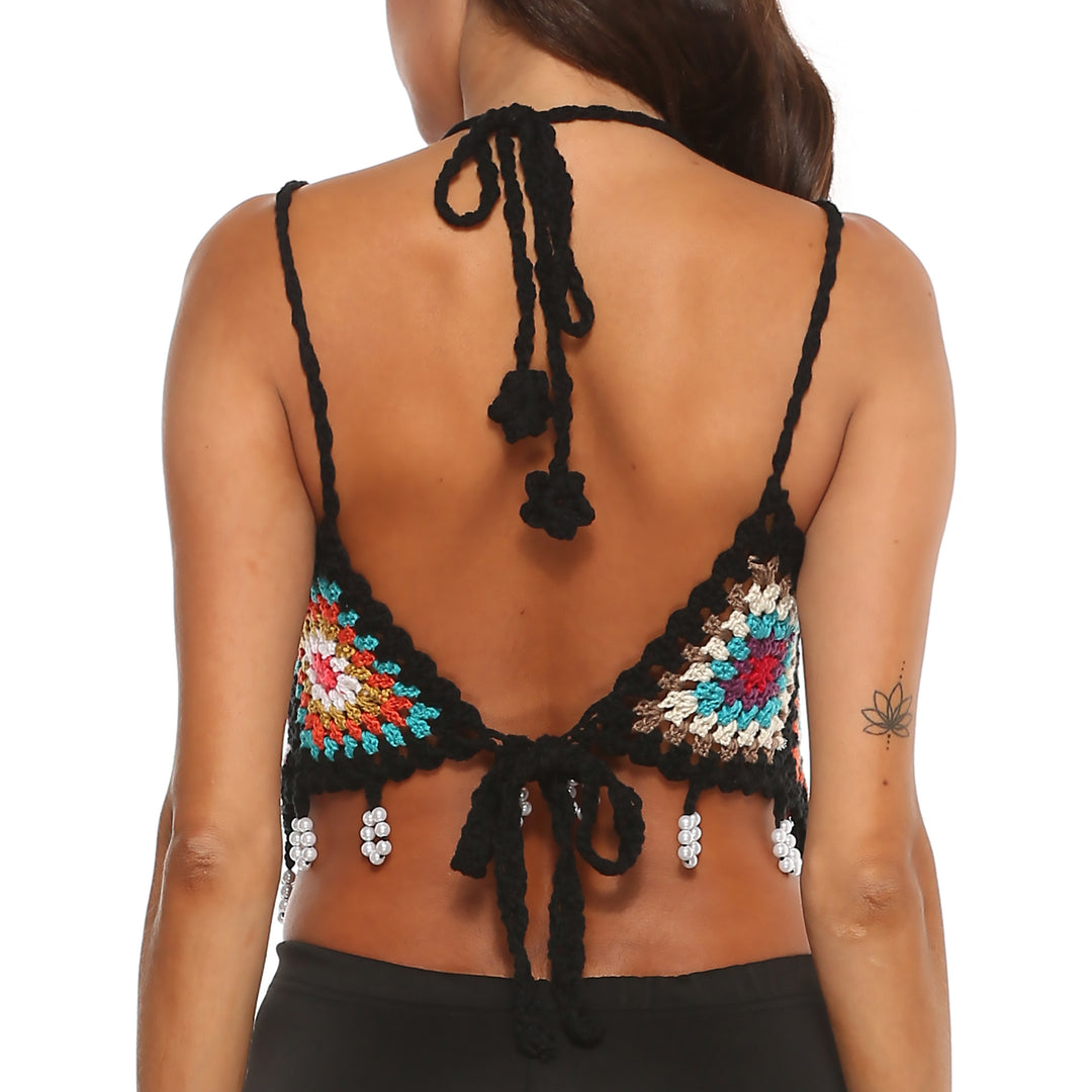Damen Häkel-Crop-Top mit einzigartigem Muster Drune